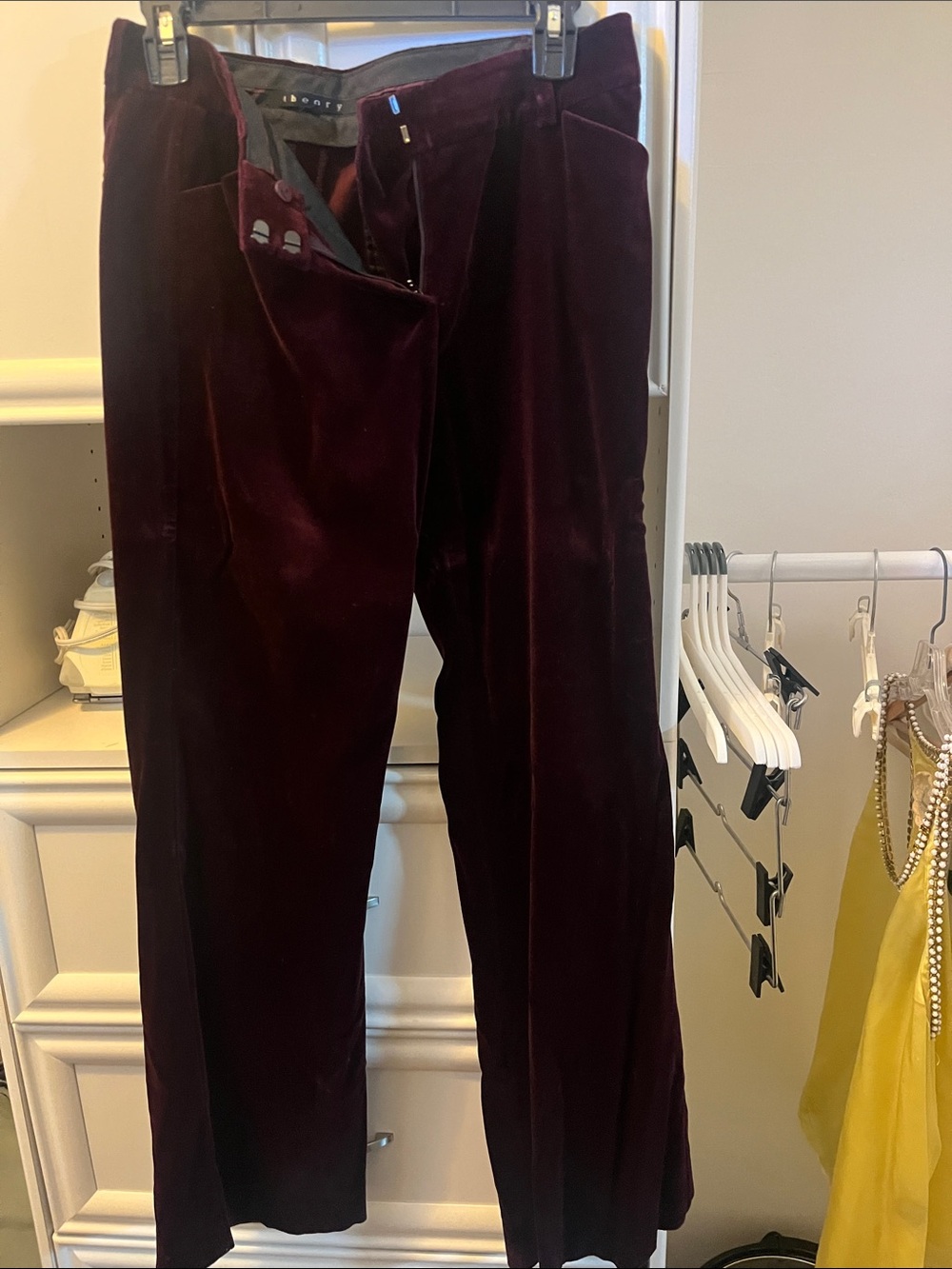 Theory Velvet Wide-Leg Pants in Deep Wine